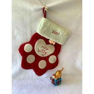 Cat/Kitten Christmas Stocking w/glass Cat Ornament
